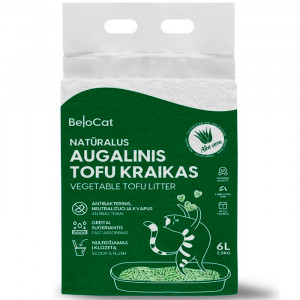 BeloCat Tofu pakaiši kaķu tualetēm no sojas šķiedrām ar alveju Aloe 6L