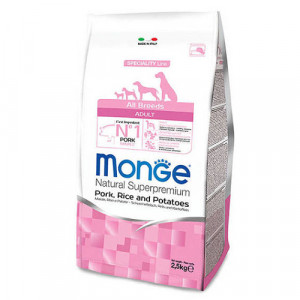 MONGE Dog ALL Pork Rice sausā suņu barība Cūkgaļa, rīsi 12kg