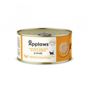 APPLAWS CAT CHICKEN CHEESE konservi kaķiem Vista ar sieru buljonā 70g