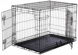 Dog Wire Black Metāla suņu būris ar 2 durvīm, plastmasas apakšu M 76x52x59 cm