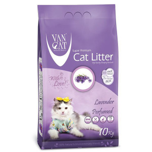 Van Cat Compact cementējošās aromatizētas smiltis kaķu tualetēm LAVANDA 10kg