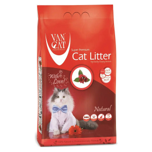 VAN CAT Compact cementējošās smiltis kaķu tualetēm bez smaržas NATURAL 15kg