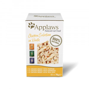 Applaws Chicken Multipack kaķu konservu izlase Vista buljonā 3 veidi 70g x 12gb