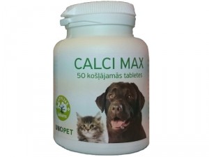 CALCI MAX 50 papildbarība suņiem un kaķiem Kalcijs, D vitamīns košļājamās tabletes N50