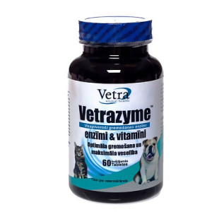 Vetrazyme papildbarība suņiem un kaķiem ar enzīmiem gremošanas veicināšanai 90tab