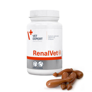 VetExpert RenalVet papildbarība suņiem, kaķiem Hroniska nieru mazspēja 300mg N60