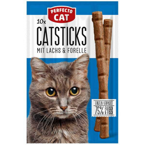 Perfecto Cat gaļas kociņi kaķiem Lasis, forele 10gb 50g