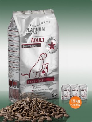 Platinum Dog Adult Lamb & Rice sausā barība suņiem ar jēru 70% gaļa 15kg