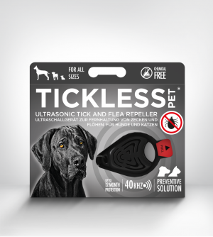 Tickless Pet ultraskaņas repelenta ierīce ērču atbaidīšanai dzīvniekiem, melnā