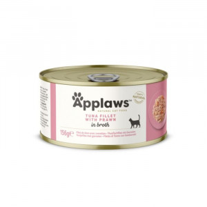 APPLAWS CAT TUNA FILLET PRAWNS kaķu konservi Tuncis, garneles buljonā 156g
