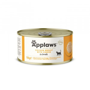 APPLAWS CAT CHICKEN CHEESE kaķu konservi Vistas fileja, siers buljonā 156g