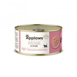 APPLAWS CAT TUNA FILLET PRAWNS kaķu konservi Tuncis, garneles buljonā 70g