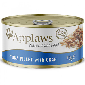 Applaws Cat Tuna Fillet Crab kaķu konservi Tuncis, krābis buljonā 70g