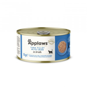 APPLAWS CAT TUNA FILLET CRAB kaķu konservi Tuncis, krābis buljonā 70g