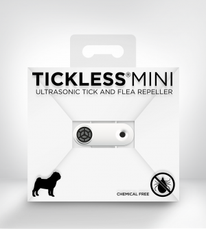 Tickless Mini Dog USB uzlādējama ultraskaņas repelenta ierīce ērču atbaidīšanai suņiem, balta