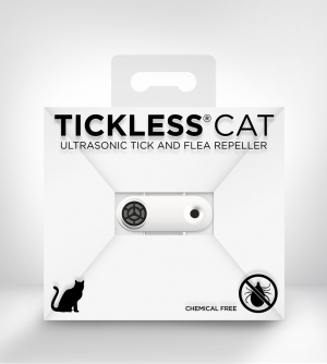 Tickless Cat uzlādējama ultraskaņas repelenta ierīce ērču atbaidīšanai kaķiem, baltā