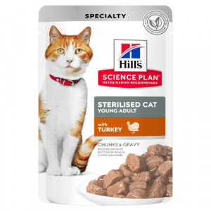 Hills Cat STERILISED konservi kaķiem Tītars 85g