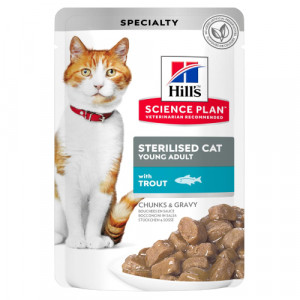 Hills Cat STERILISED konservi kaķiem Forele 85g