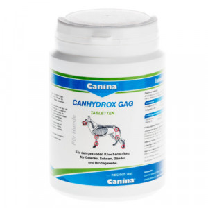 Canina Canhydrox GAG papildbarība suņiem Kalcijs un dabīgs glikozamīns locītavam, kauliem 100g 60tab
