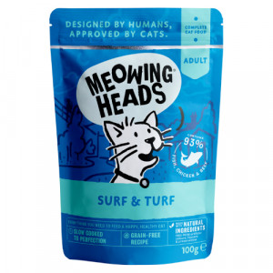 Meowing Heads Surf Turf kaķu konservi Baltās zivis 100g