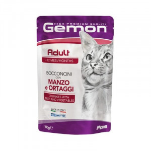 GEMON CAT CHUNKIES BEEF konservi kaķiem Liellops, dārzeņi 100g