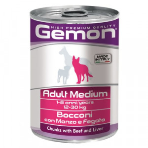 Gemon Dog Medium konservi suņiem Liellops, aknas 415g