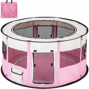 Playpen auduma manēža kucēniem, kaķēniem 114 cm Ø x h58 cm Pink