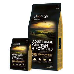 Profine Dog Adult LARGE Chicken sausā barība suņiem Vista, kartupeļi 15kg