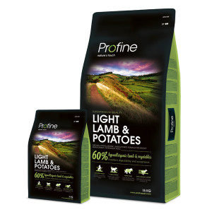 Profine Dog Light viegla sausā barība pieaugušiem suņiem ar lieku svaru Jērs ar kartupeļiem 15kg