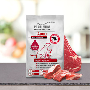 Platinum Dog Adult Beef Potato sausā barība suņiem ar liellopu 70% gaļa 15kg