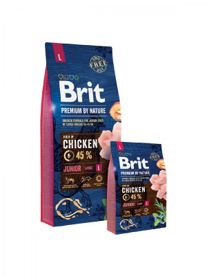 Brit Premium By Nature JUNIOR L sausā barība kucēniem Vista 3kg