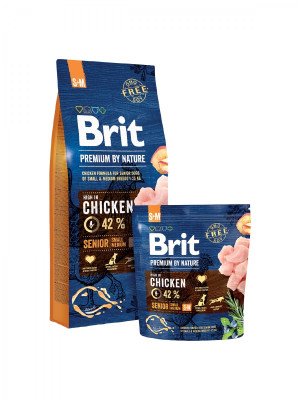 Brit Premium By Nature Senior S/M sausā barība suņiem Vista 3kg