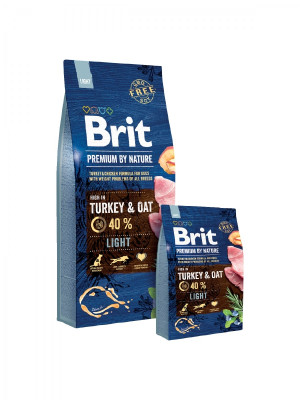 Brit Premium By Nature Light sausā barība suņiem Tītars 3kg