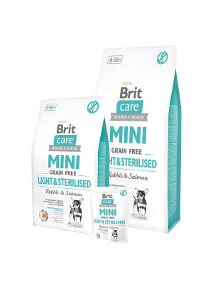 Brit Care Mini GF Light & Sterilised bezgraudu sausā barība suņiem Trusis 2kg