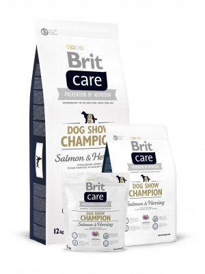 Brit Care Dog Show Champion sausā barība suņiem Lasis, siļķi 12kg