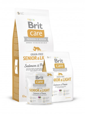 Brit Care GF Senior Light Salmon & Potato bezgraudu sausā barība veciem suņiem Lasis 3kg