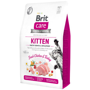 Brit Care СAT GF KITTEN bezgraudu sausā barība kaķēniem Tītars, vista 2kg
