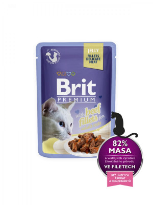Brit Premium Fillets Beef konservi kaķiem Liellops želejā 85g