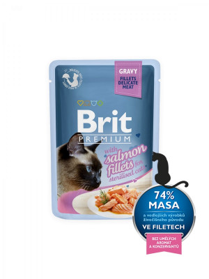 Brit Premium Fillets Salmon Sterilised konservi kaķiem Lasis mērcē 85g