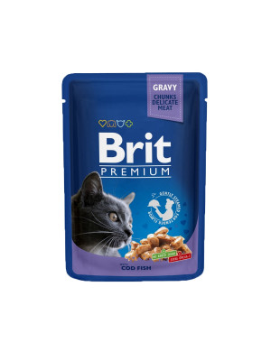 Brit Premium Chunks Cod konservi kaķiem Menca mērcē 100g