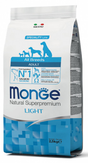 MONGE Dog ALL Light Salmon Rice sausā suņu barība Lasis rīsi 12kg