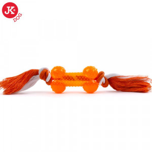 JK suņu rotaļlieta Virve ar kaulu Orange 8.5cm