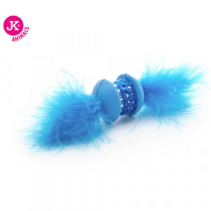 JK Rotaļlieta kaķiem Hantele ar spalvām Zilā 15cm