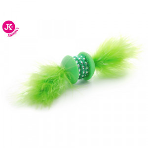 JK Rotaļlieta kaķiem Hantele ar spalvām Zaļa 15cm