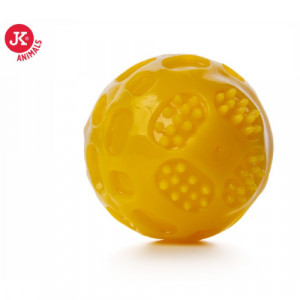 JK suņu rotaļlieta Bumba izturīga ar skaņu Yellow 6cm