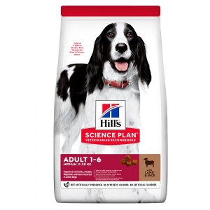 HILLS Dog Medium Adult sausā barība vidējiem suņiem Jērs, rīsi 2.5kg