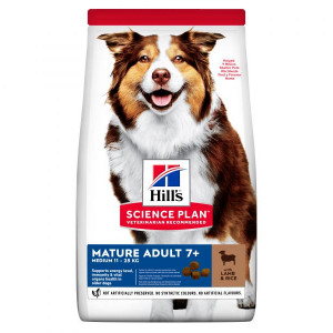 HILLS Dog Medium Mature 7+ sausā barība vidējiem suņiem Jērs, rīsi 3kg