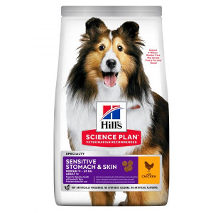 HILLS Dog Medium Sensitive sausā suņu barība Jūtīga āda, gremošana 14kg