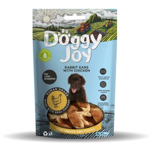 DOGGY JOY gardums kucēniem Trušu ausis ar vistu 90g