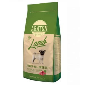 Araton Dog JUNIOR sausā suņu barība Jērs 15kg